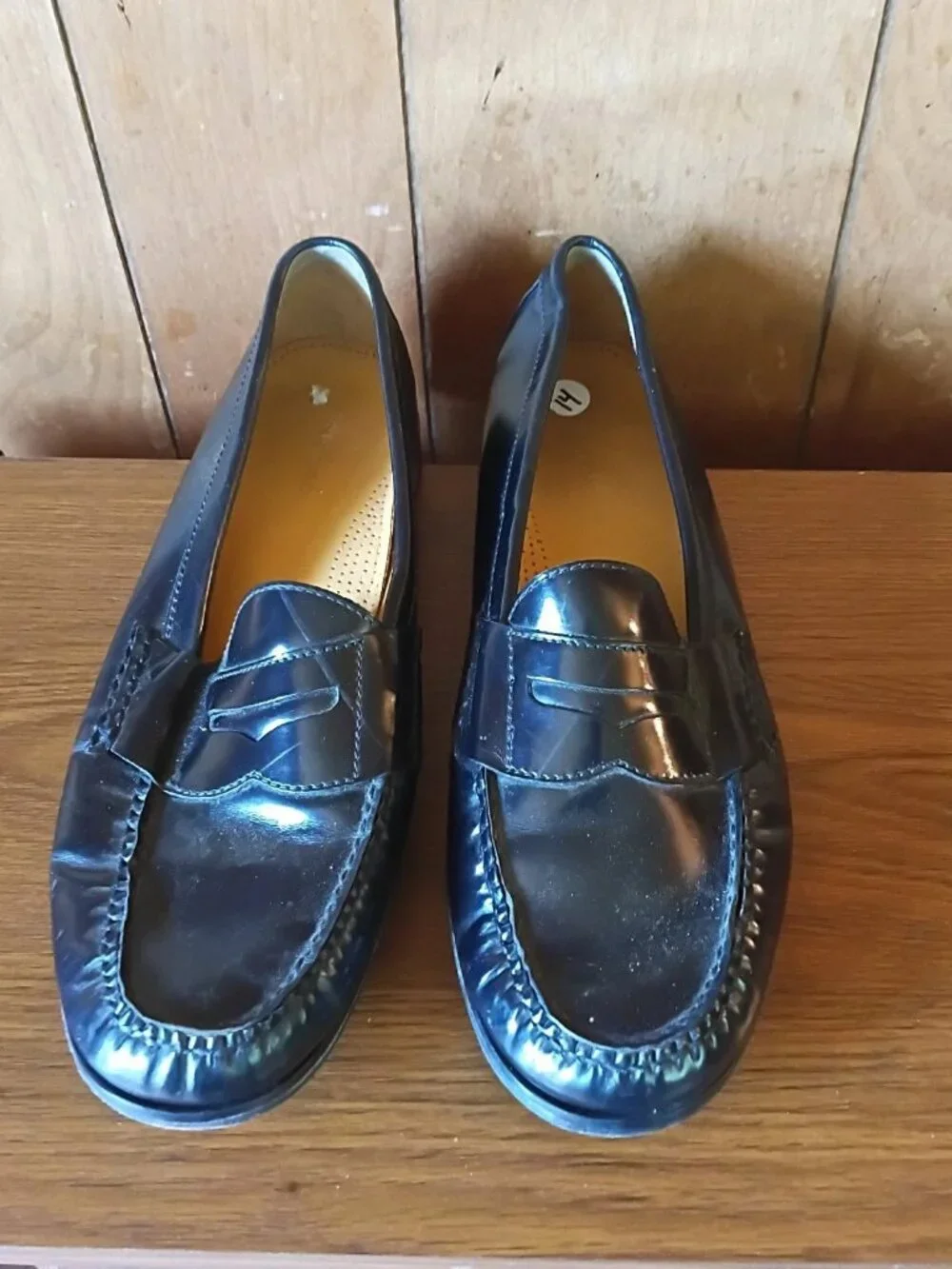 Cole Haan Men's Black Leather Penny Loafers Size 14 D Dress Slip-On Shoes